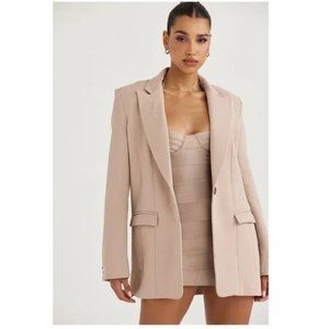 HOUSE OF CB Marta Oversized Blazer in Latte Size X-Small